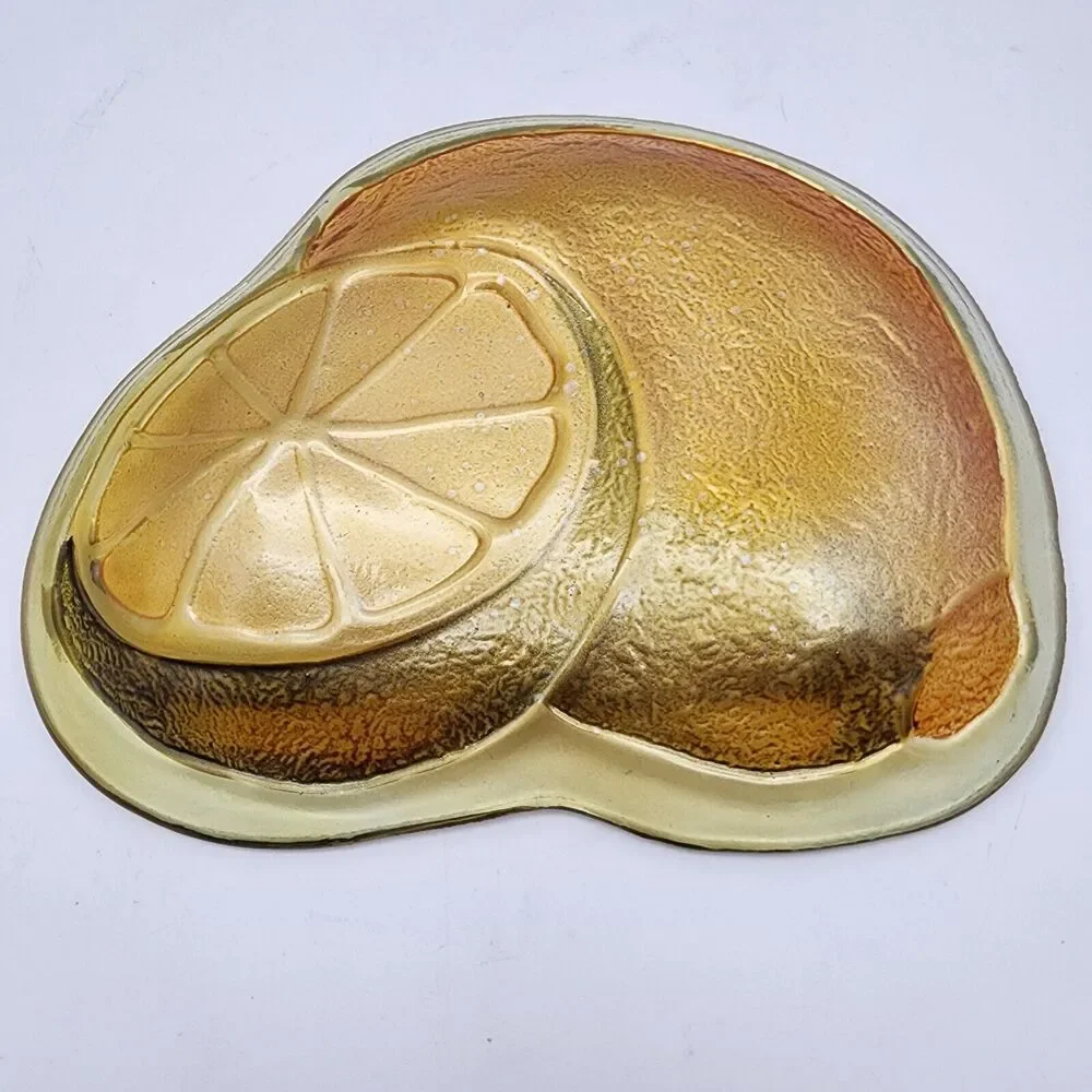 Lemon Embossed Glass Platter Textured Dichroic Tray MCM Retro 9x6.5